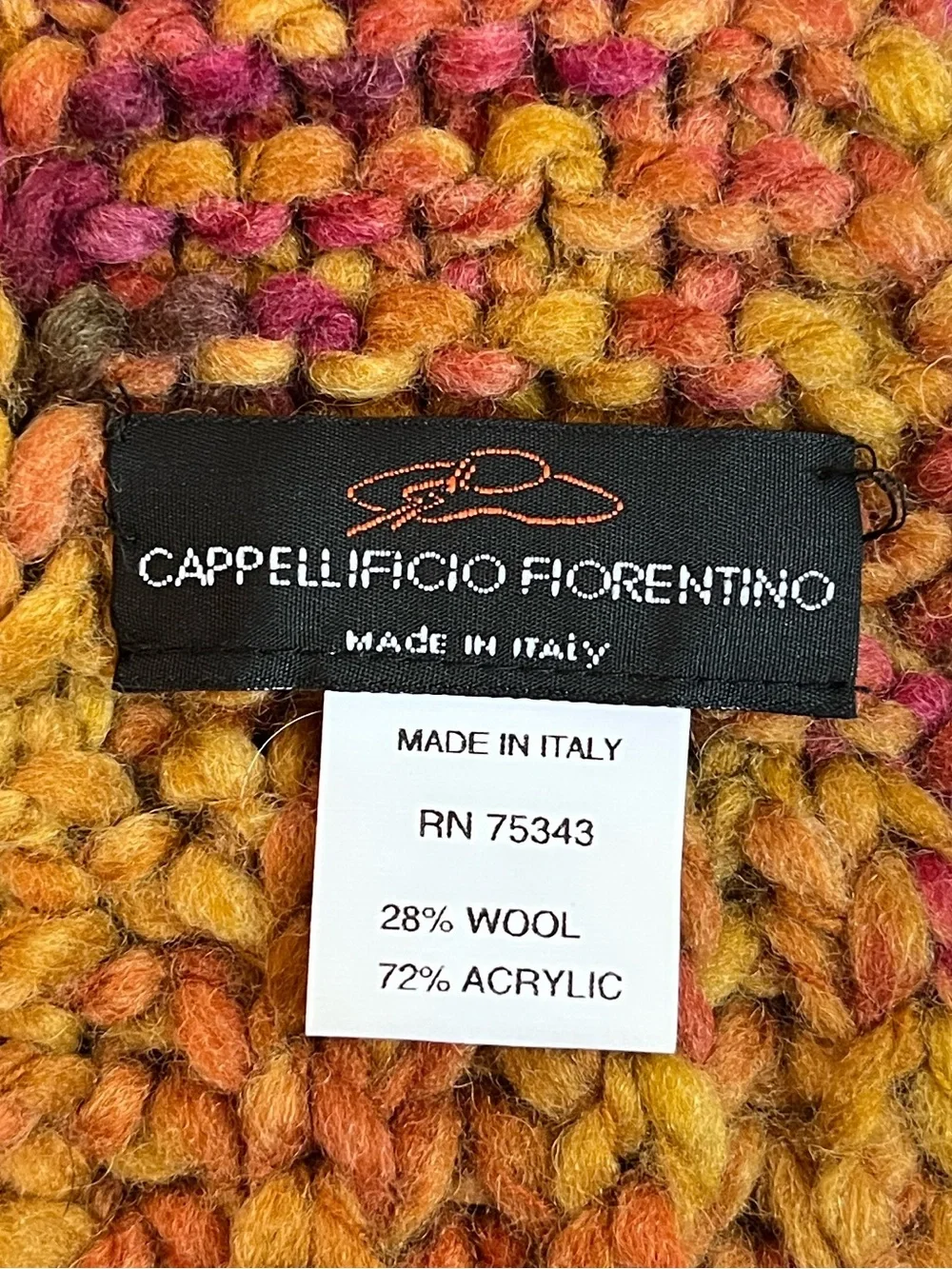 Cappellificio Fiorentino Wool Blend Crosshatch Multicolored Yarn Fringed Scarf